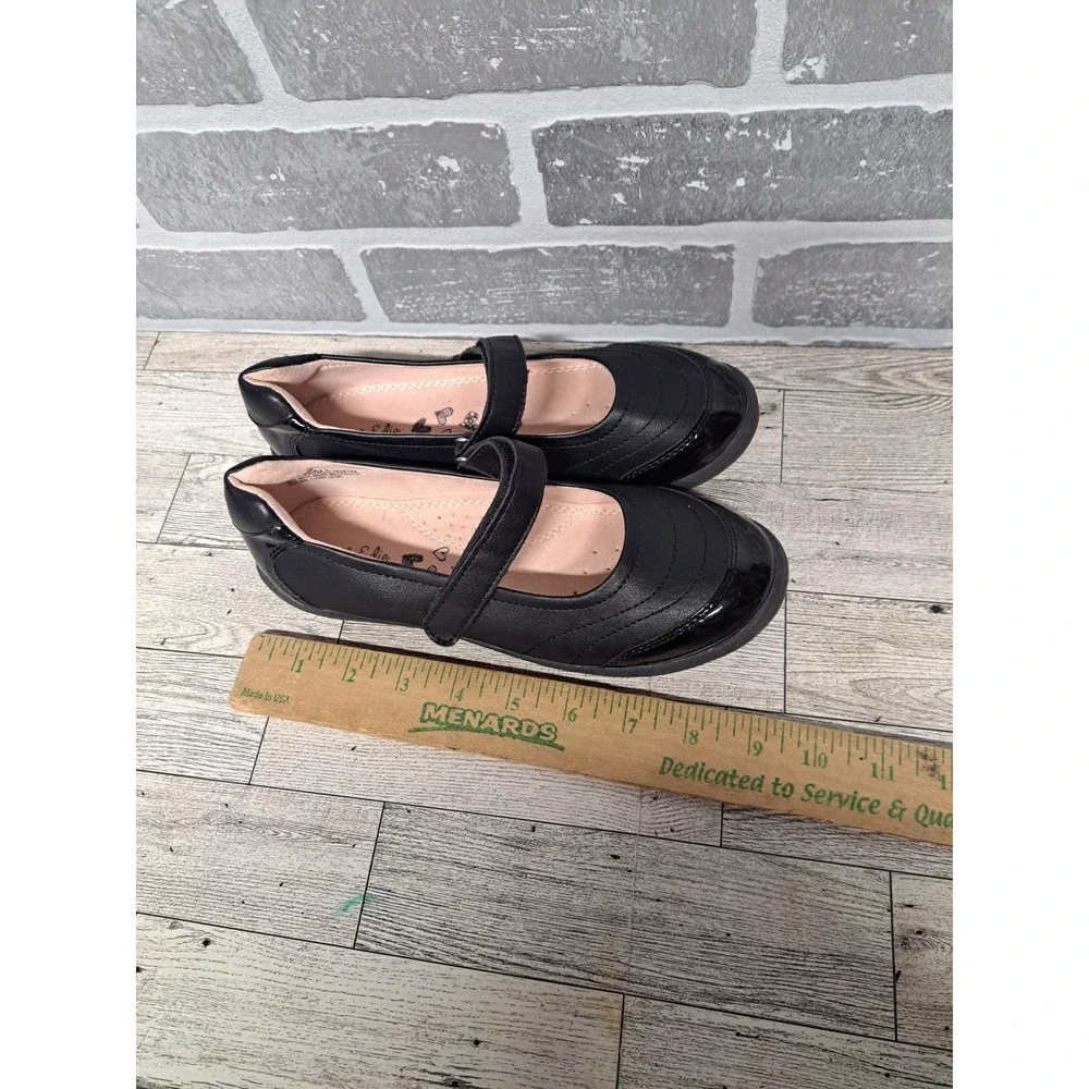 Olive & Edie Mary Jane Black Flat Shoes Girl's Adjustable Strap Size 4M‎